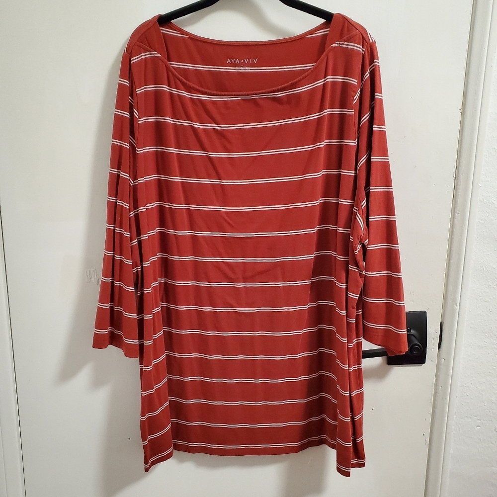 Ana & Viv 3x Orange with White Stripes Top